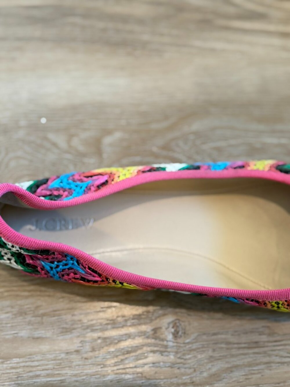 J Crew Evie Ballet Flats in Zig Zag Raffia, Sz 9.5 - Picture 5 of 10